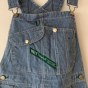 Vintage Key Imperial Striped Denim Engineer Overalls Small 4 30x30 !